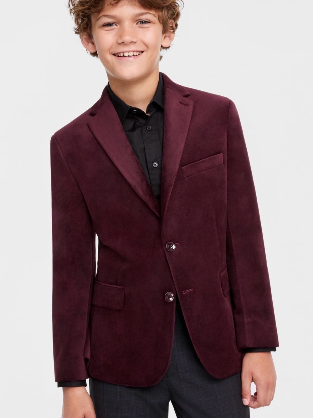Michael Kors Boys Wine Velvet Blazer